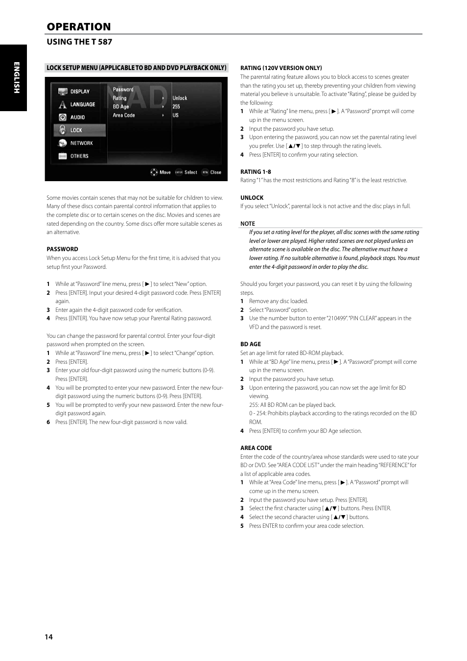 Operation | NAD Blu-ray Disc Player T587 User Manual | Page 14 / 24