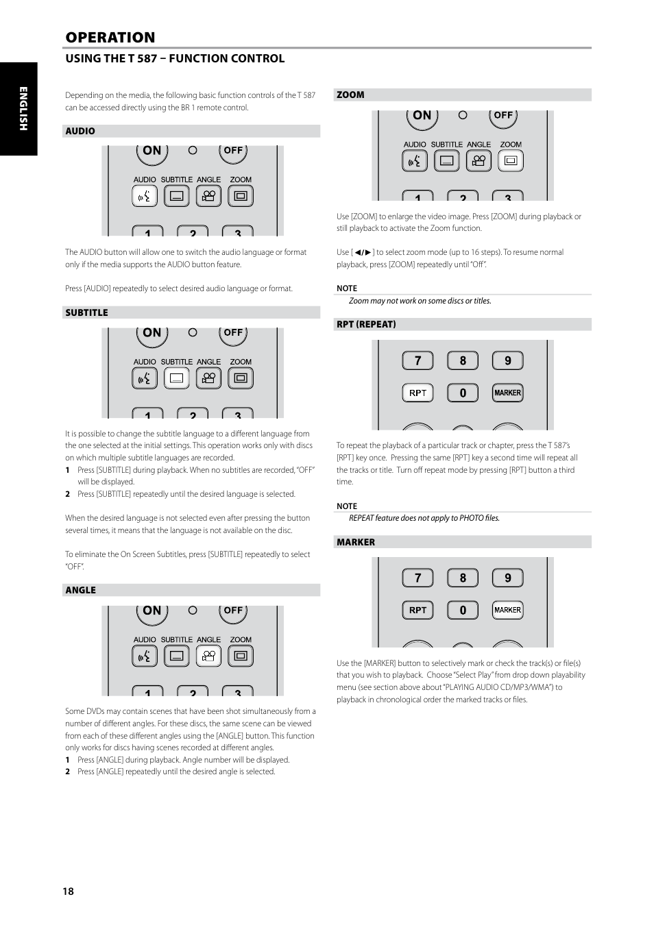 Operation | NAD Blu-ray Disc Player T587 User Manual | Page 18 / 24