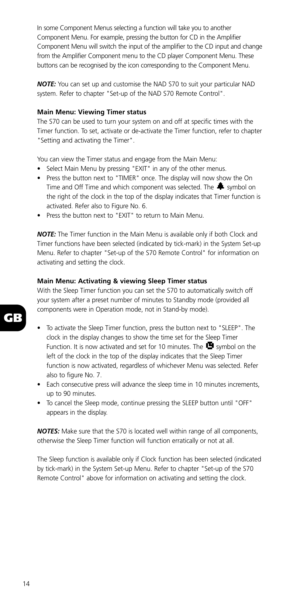 NAD SYSTEM REMOTE CONTROL S70 User Manual | Page 14 / 64