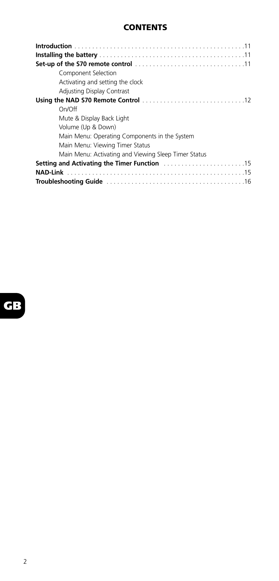 NAD SYSTEM REMOTE CONTROL S70 User Manual | Page 2 / 64