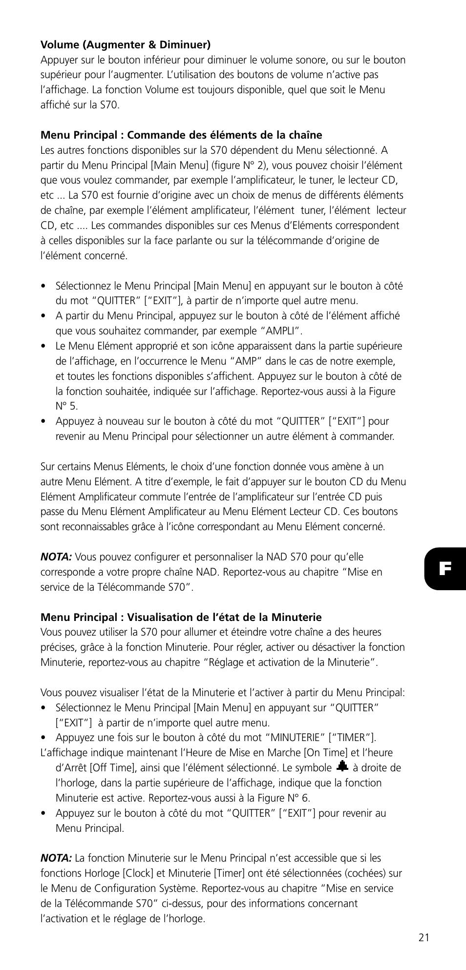 NAD SYSTEM REMOTE CONTROL S70 User Manual | Page 21 / 64