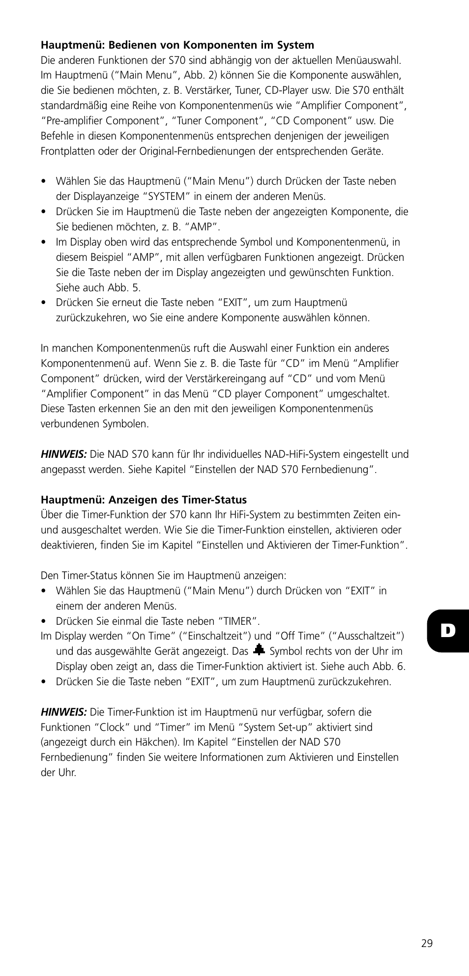 NAD SYSTEM REMOTE CONTROL S70 User Manual | Page 29 / 64