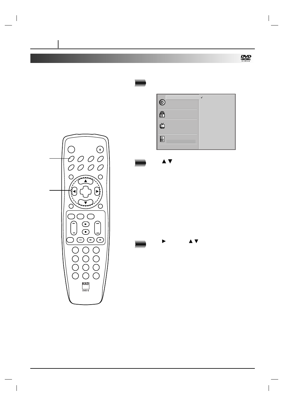 Selection of initial settings, Press setup in the stop or playback mode, Press | And then, Page 18 initial settings | NAD T 571 User Manual | Page 18 / 48