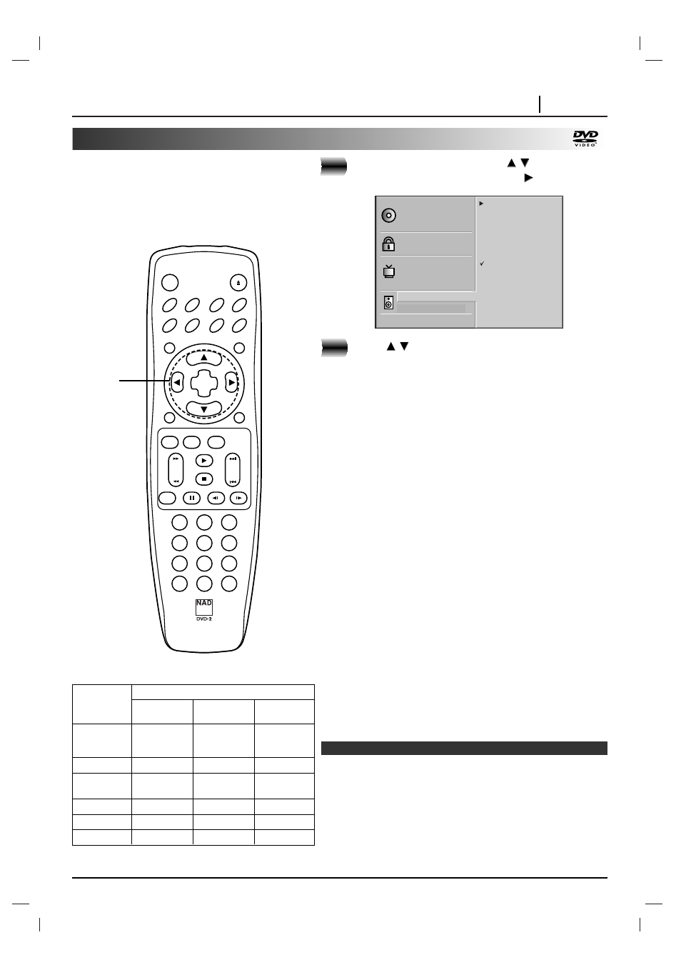 Selecting digital audio output, Initial settings page 25, At the setup screen, press | Press, Digital audio output dolby digital/pcm, Stream/pcm, Sampling frequency | NAD T 571 User Manual | Page 25 / 48