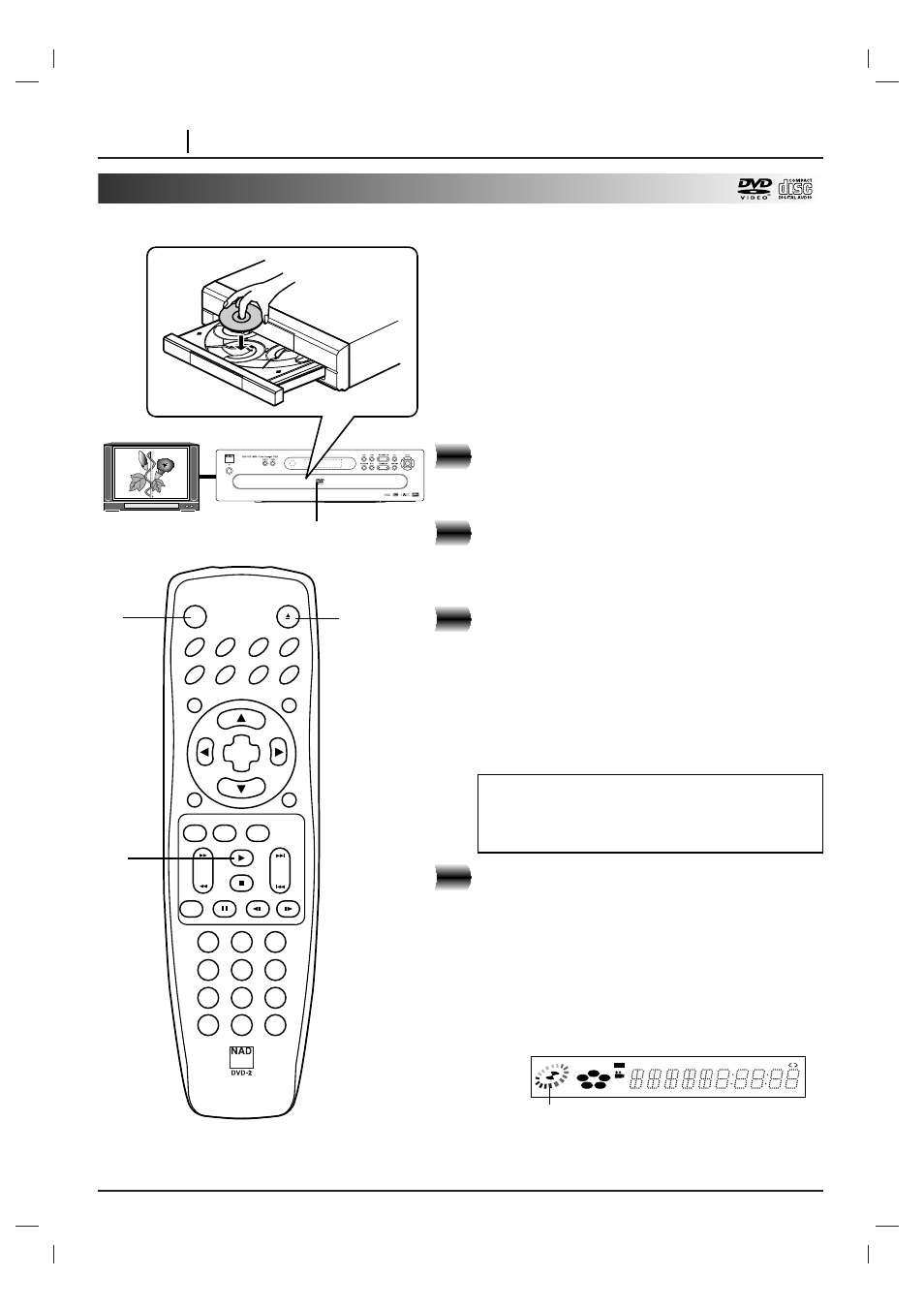 Basic playback, Page 28 basic operations, Press power | Press open/close | NAD T 571 User Manual | Page 28 / 48