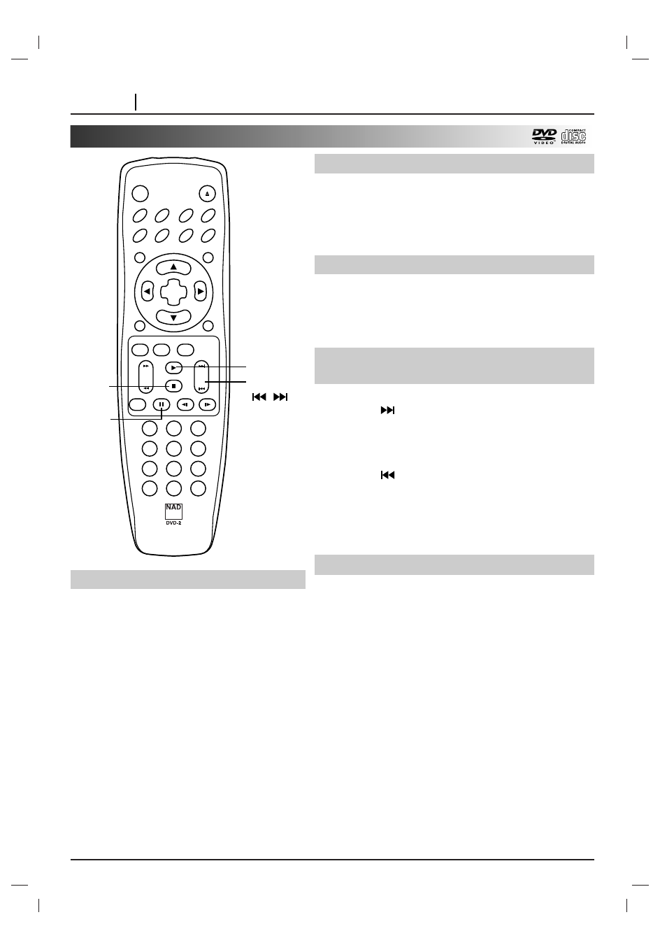 How to set the video mode, Press pause/step during still playback, Skipping back press skip during playback | NAD T 571 User Manual | Page 32 / 48