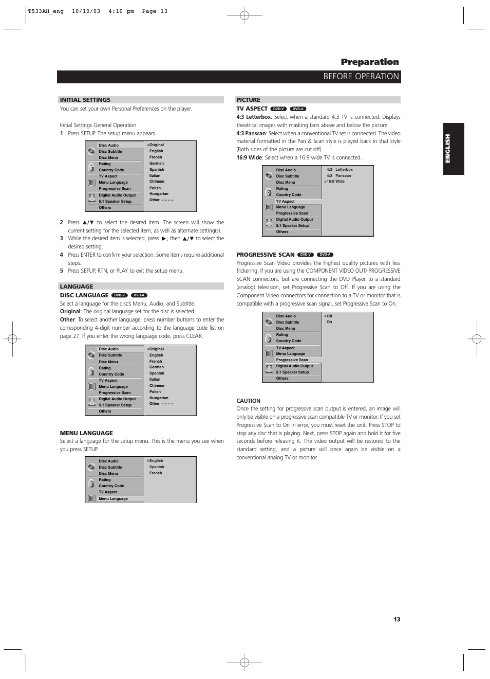 Before operation preparation | NAD T 533 User Manual | Page 13 / 30