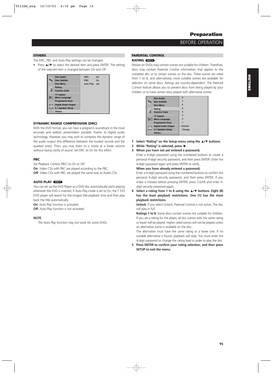 Before operation preparation | NAD T 533 User Manual | Page 15 / 30