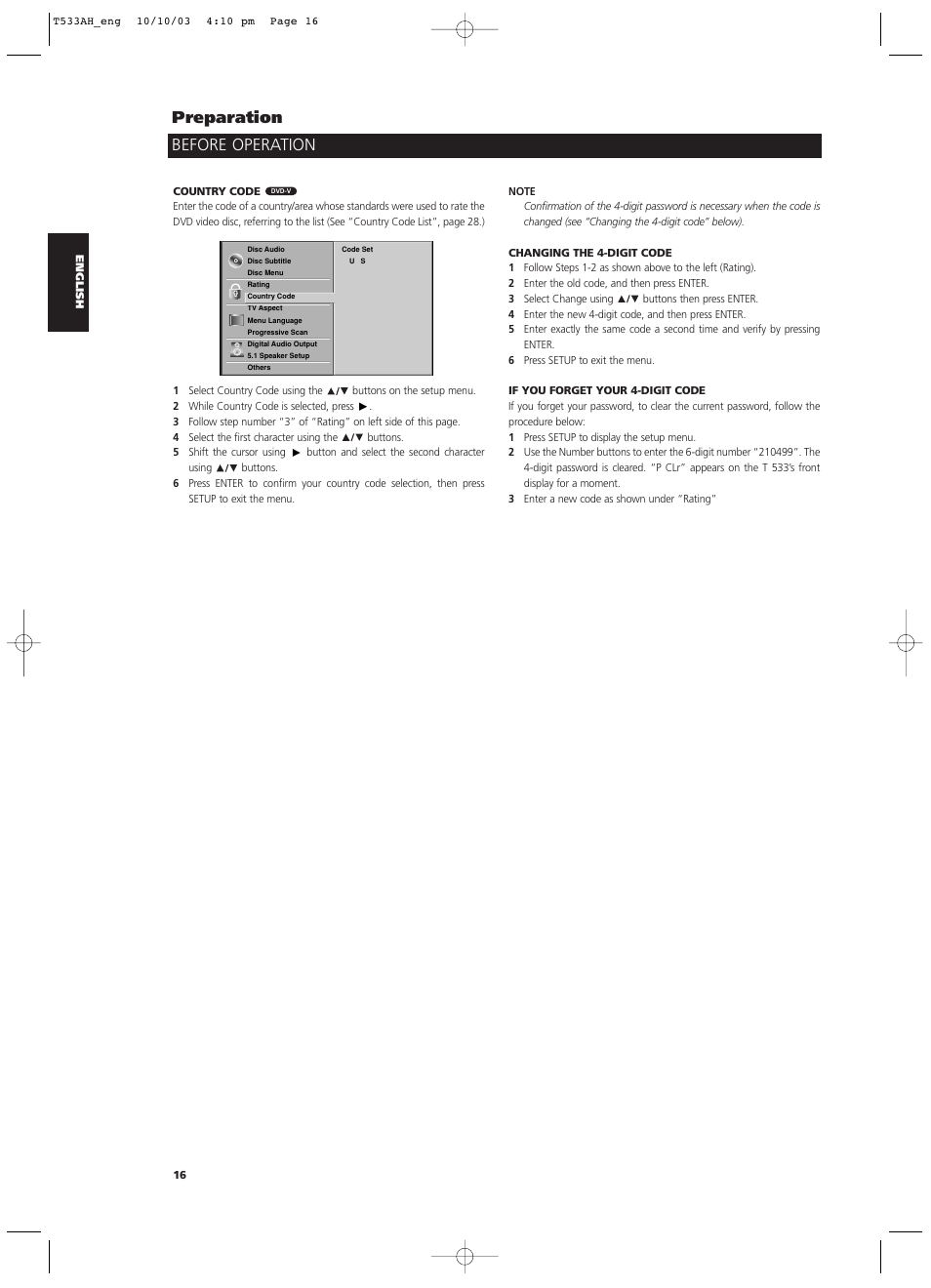 Before operation preparation | NAD T 533 User Manual | Page 16 / 30