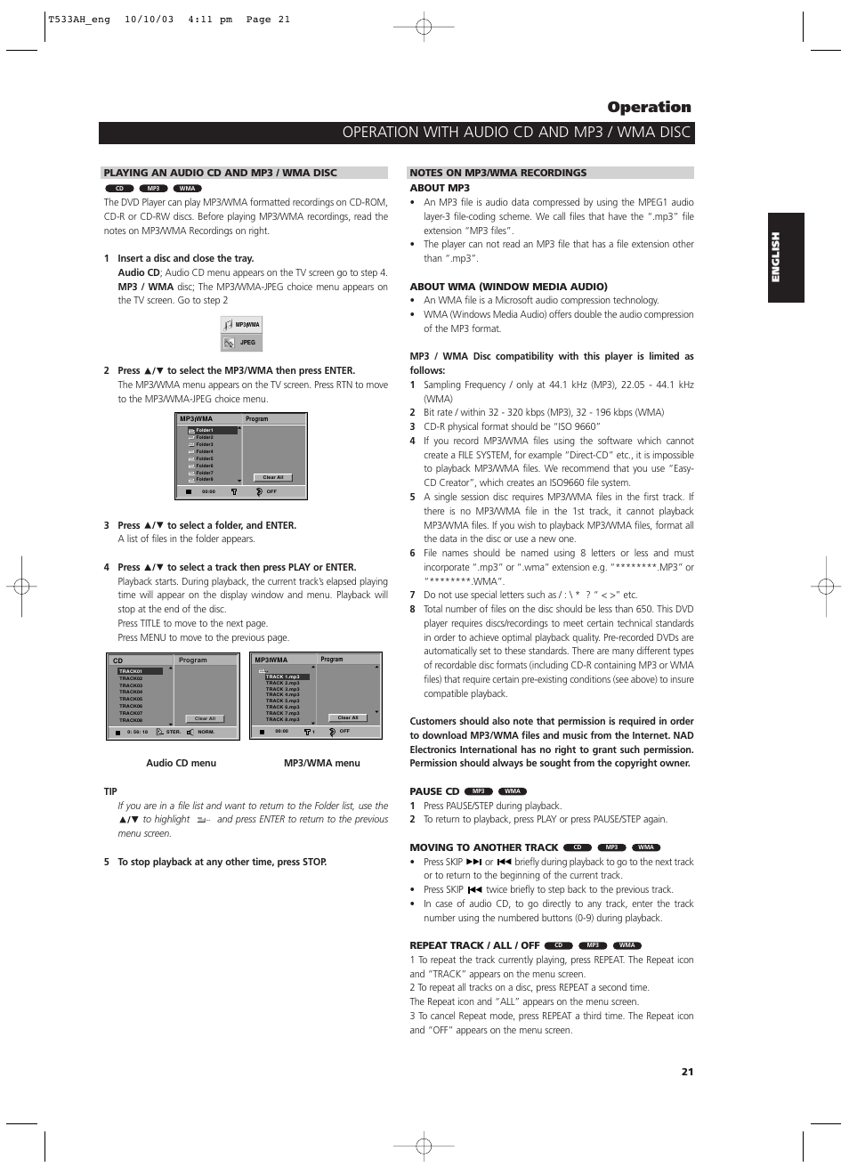 NAD T 533 User Manual | Page 21 / 30