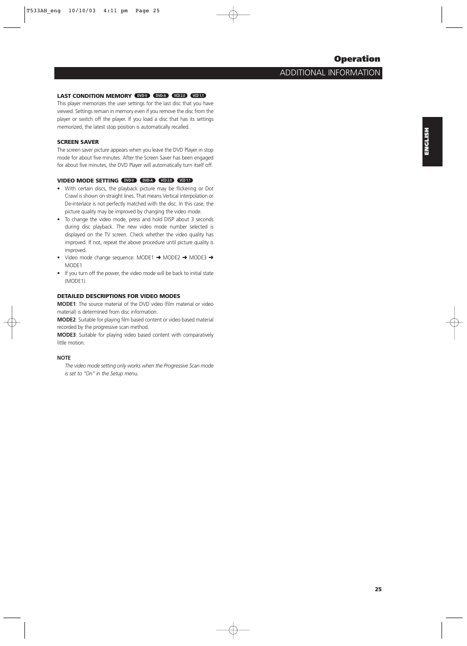 Additional information operation | NAD T 533 User Manual | Page 25 / 30