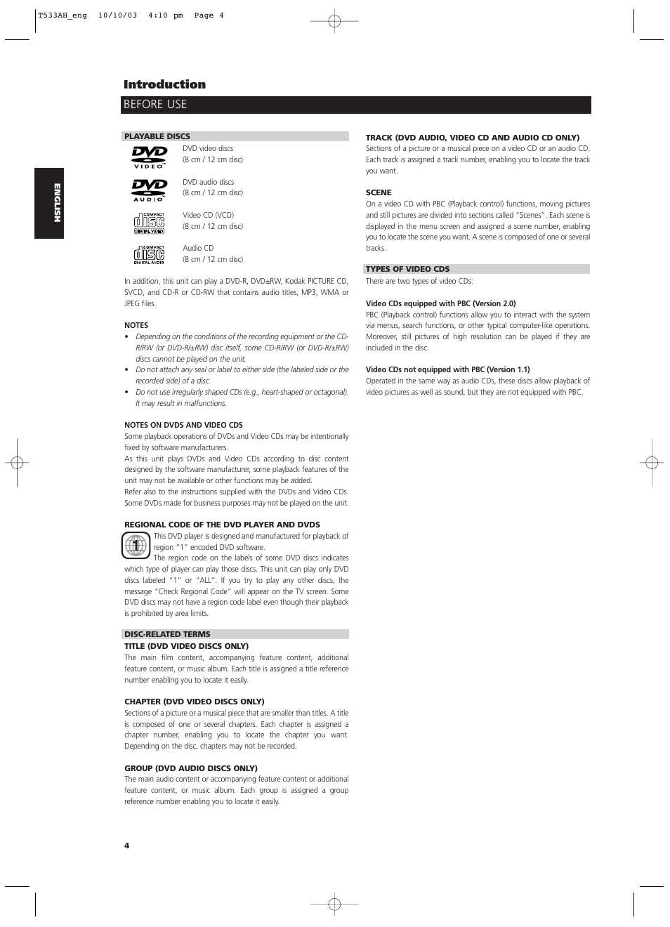 Before use introduction | NAD T 533 User Manual | Page 4 / 30