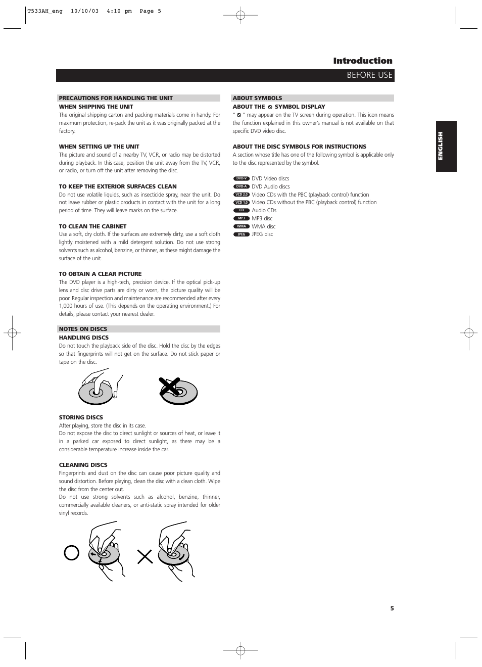 Before use introduction | NAD T 533 User Manual | Page 5 / 30