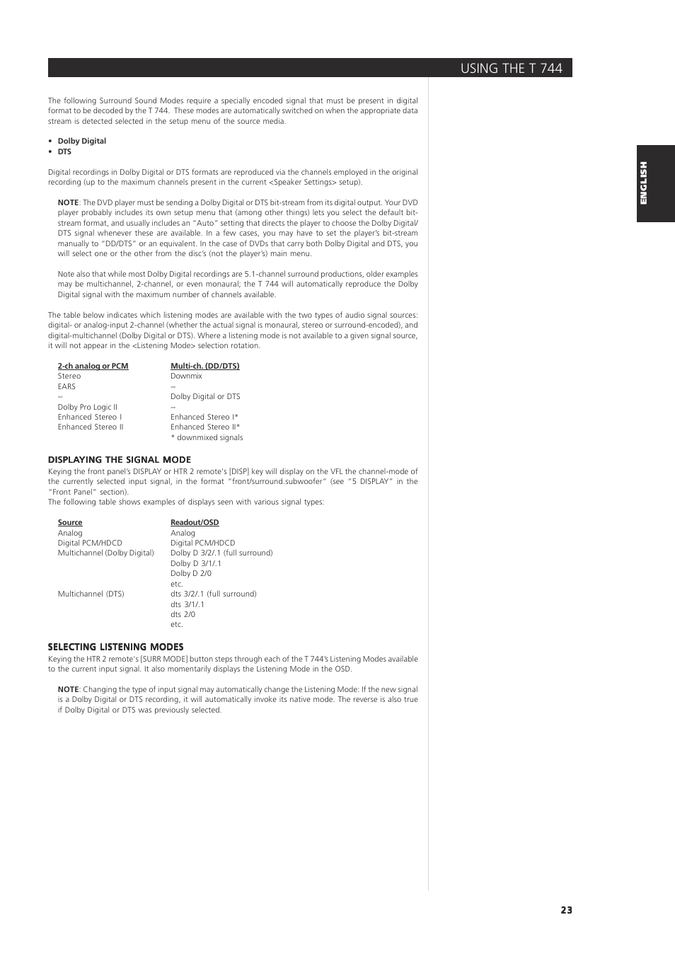 Using the t 74 4 | NAD T744 User Manual | Page 23 / 32