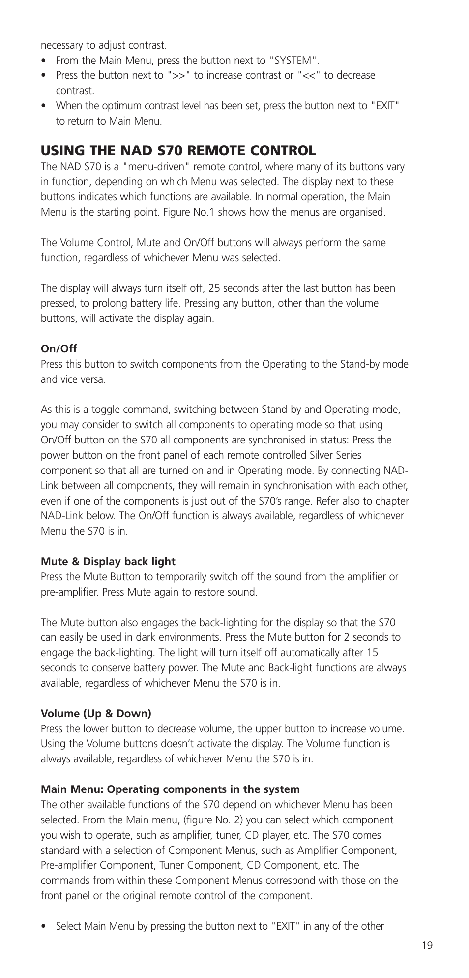 Using the nad s70 remote control | NAD S70 User Manual | Page 19 / 24