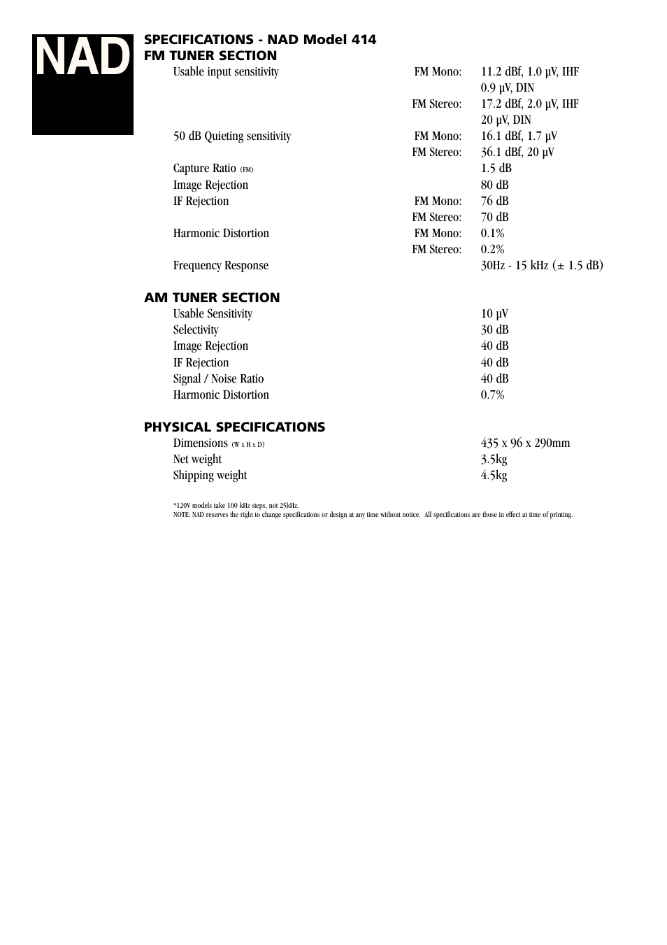 NAD 414 User Manual | Page 2 / 2