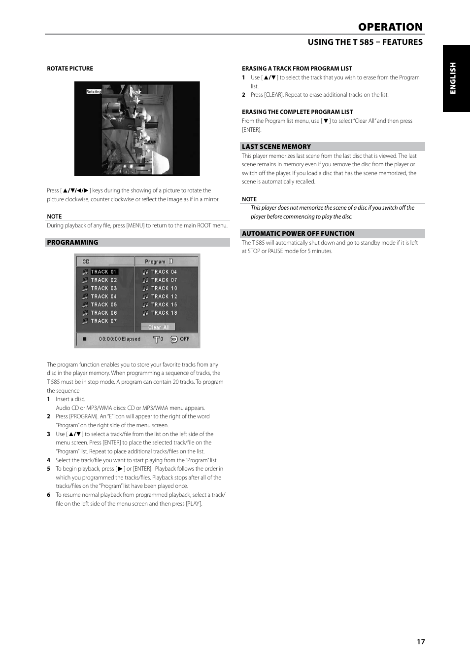 Operation | NAD T585 User Manual | Page 17 / 26