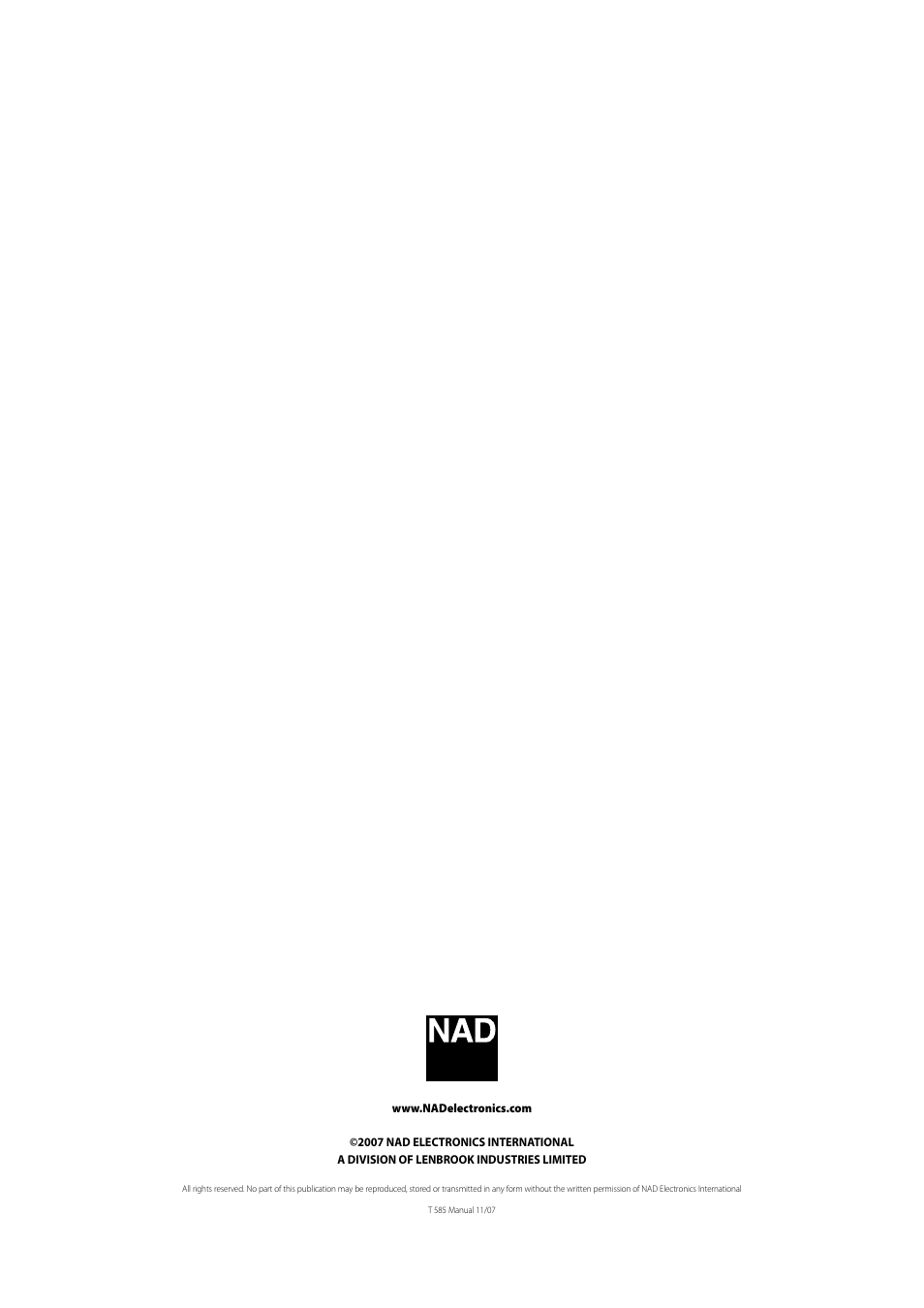 NAD T585 User Manual | Page 26 / 26