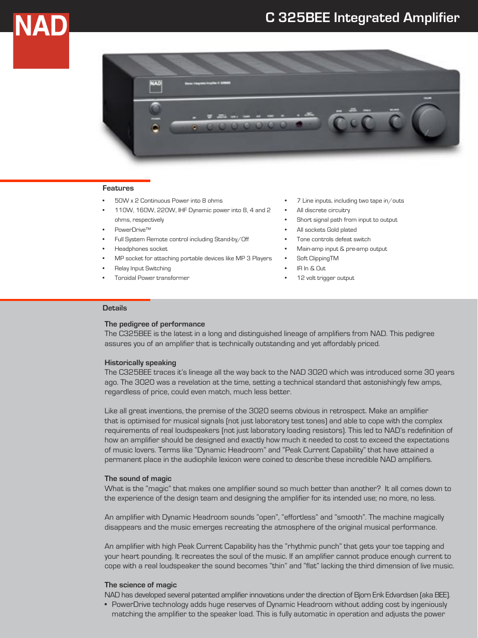 NAD C 325BEE User Manual | 2 pages