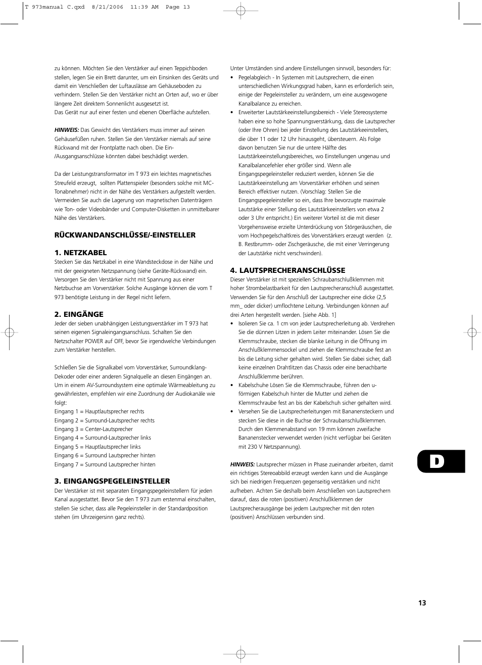 NAD T 973 User Manual | Page 13 / 32