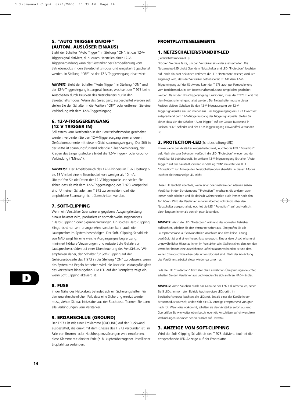NAD T 973 User Manual | Page 14 / 32