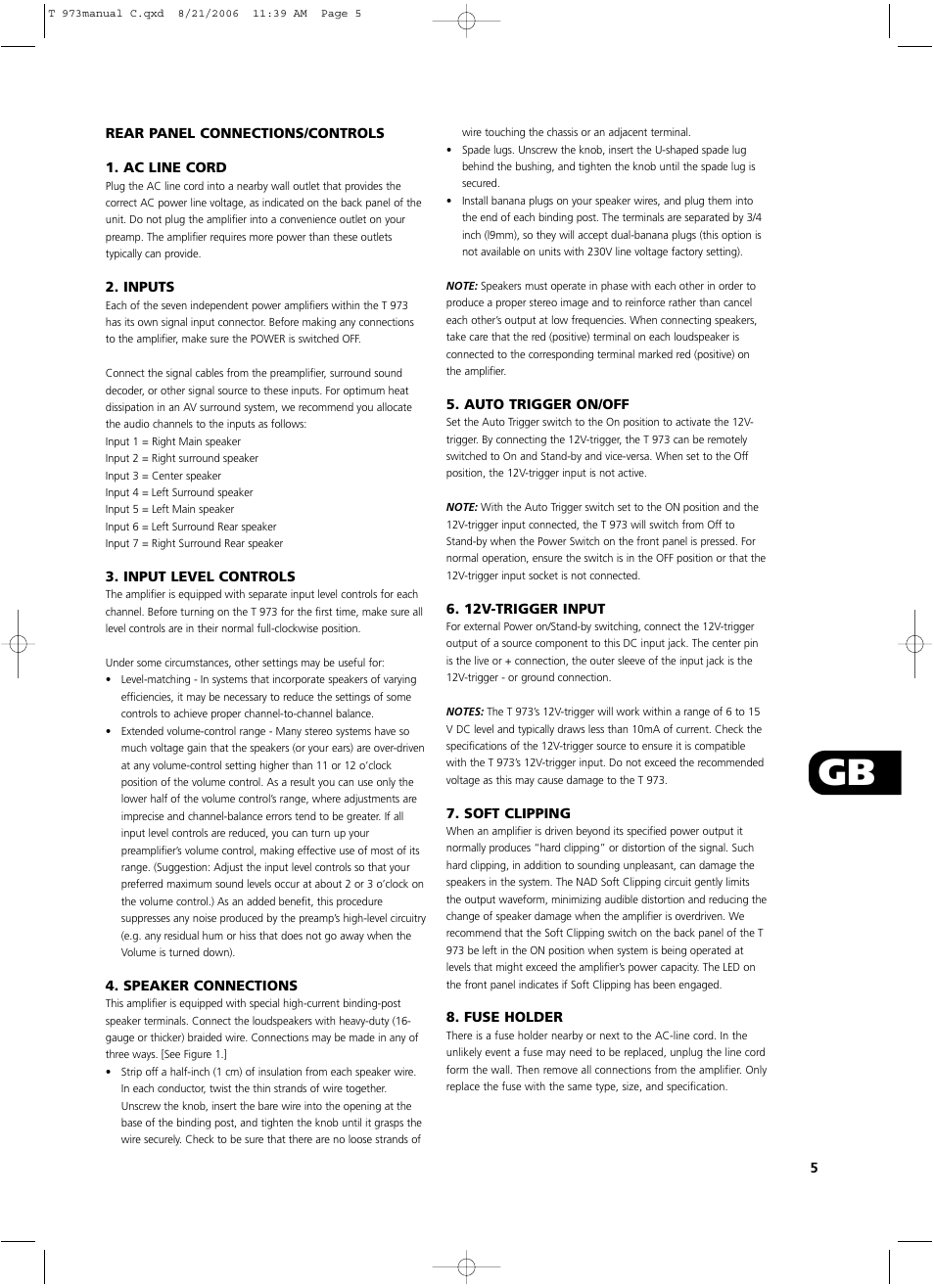 NAD T 973 User Manual | Page 5 / 32