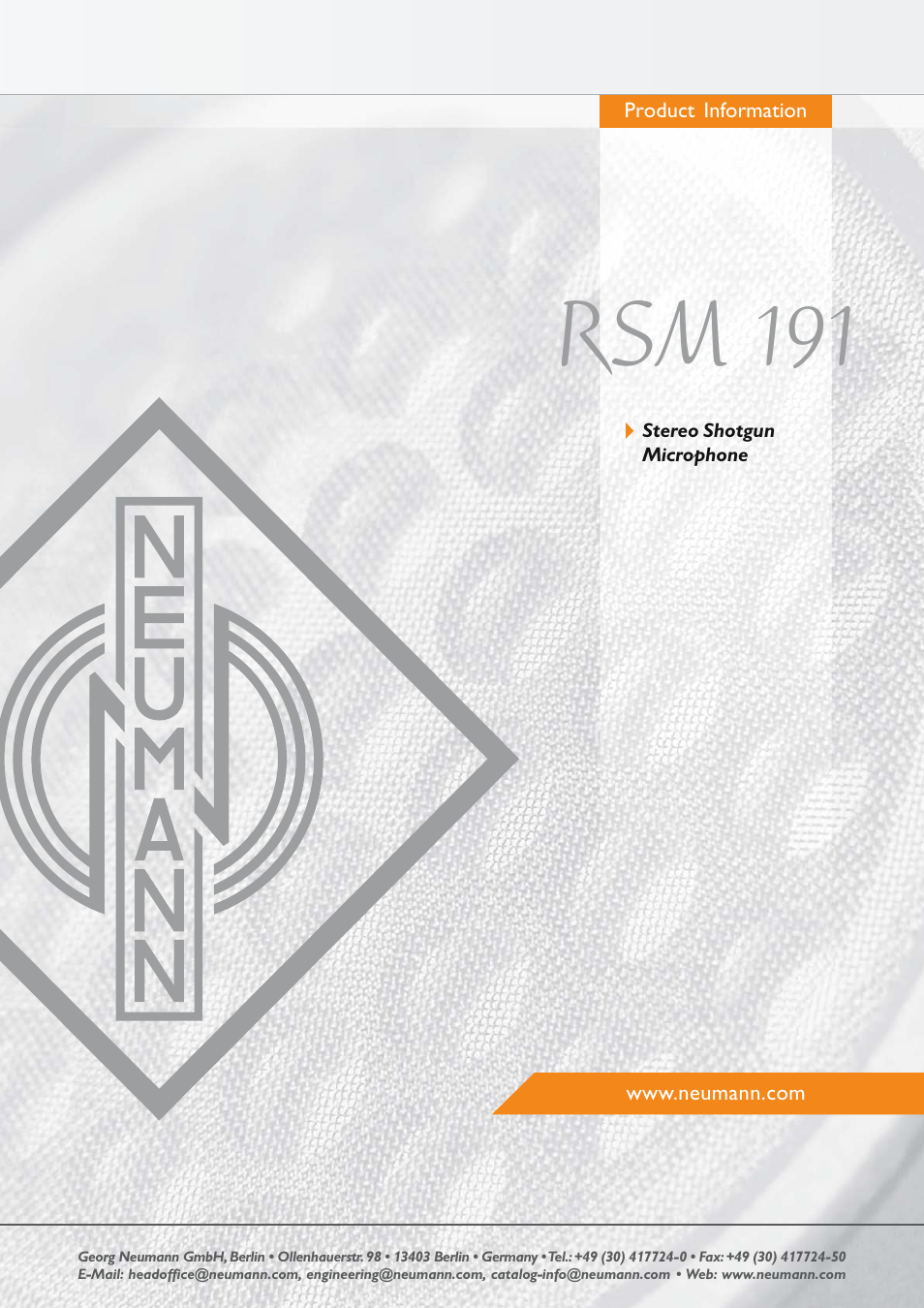 Neumann.Berlin RSM 191 User Manual | 4 pages