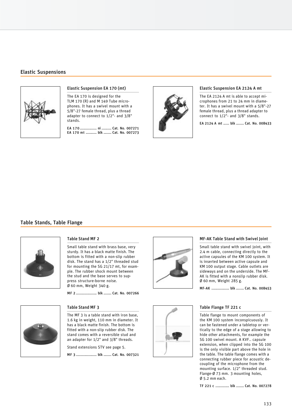 Table stands, table flange, Elastic suspensions | Neumann.Berlin TLM 67 User Manual | Page 133 / 162