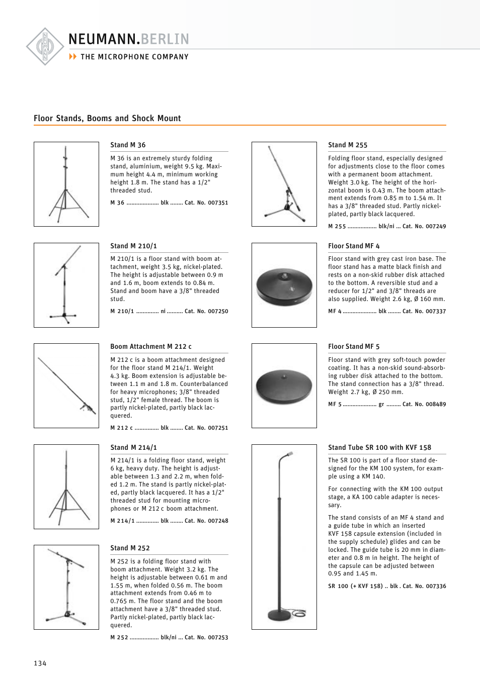 Floor stands, booms and shock mount | Neumann.Berlin TLM 67 User Manual | Page 134 / 162