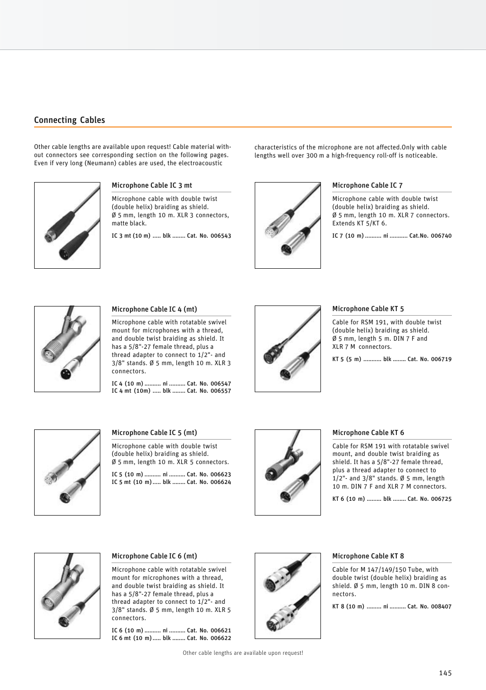 Connecting cables | Neumann.Berlin TLM 67 User Manual | Page 145 / 162