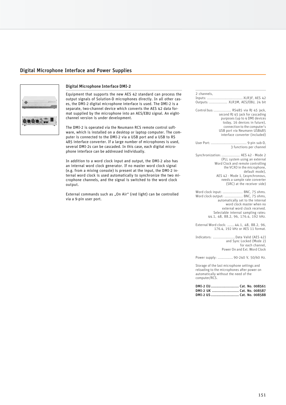 Digital microphone interface and power supplies | Neumann.Berlin TLM 67 User Manual | Page 151 / 162