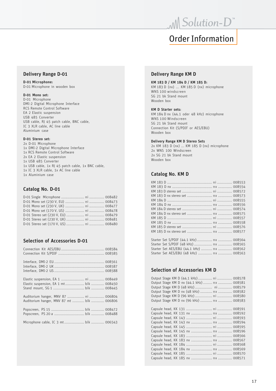 Order information | Neumann.Berlin TLM 67 User Manual | Page 17 / 162