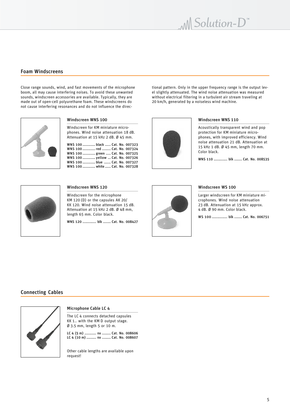Foam windscreens, Connecting cables | Neumann.Berlin KM D AES 42 User Manual | Page 5 / 8