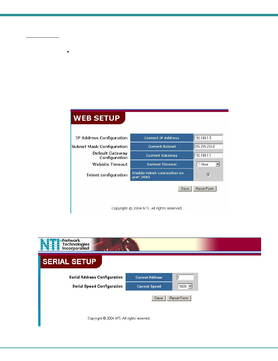 Setup pages | Network Technologies SM-nXm-C5AV-LCD User Manual | Page 27 / 40