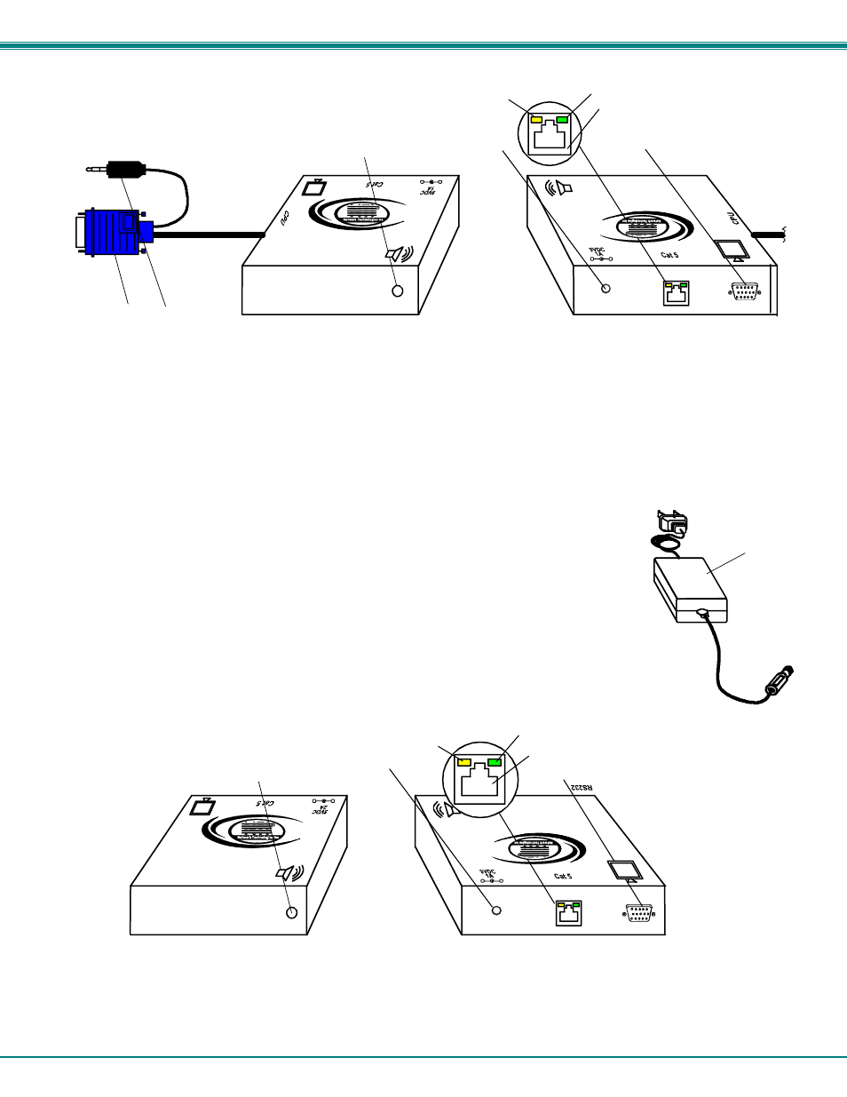 Xtendex features and functions, Nti veemux audio/video matrix switch via cat5 3, 9(front view) (rear view) (not included) | Front view) (rear view) (not included) | Network Technologies SM-nXm-C5AV-LCD User Manual | Page 7 / 40