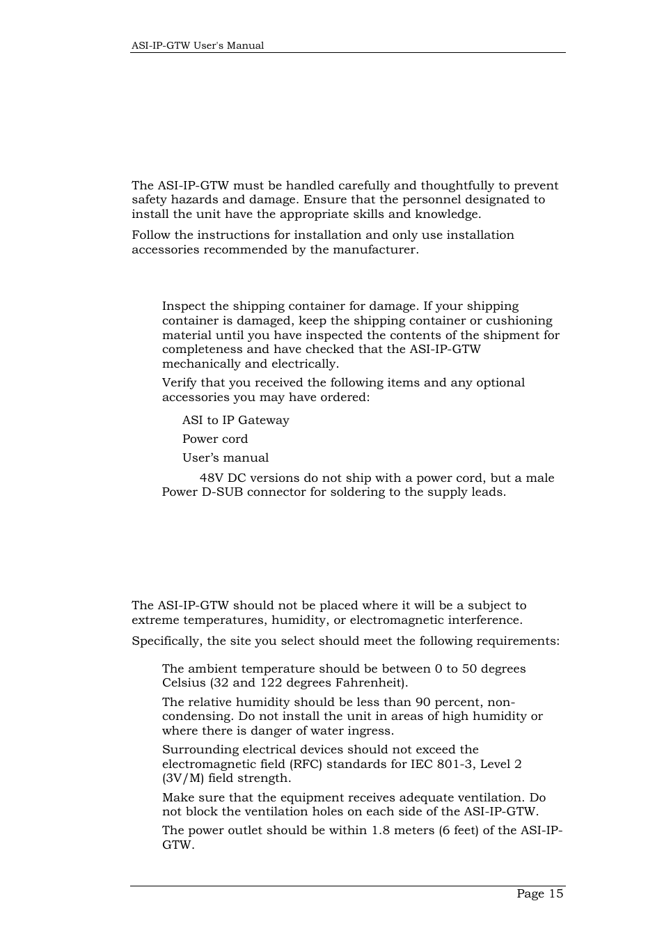 2 installing the equipment, 1 introduction, 1 read this first | 2 to inspect package content, 1 selecting a site for the equipment, Users whic, Installing the equipment, Introduction, Read this first, To inspect package content | Network Technologies DVB-ASI to IP User Manual | Page 15 / 93