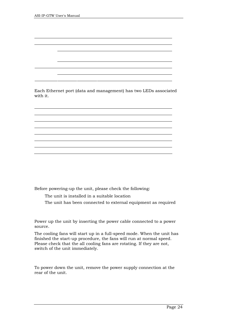 6 powering up/down, 1 before powering up, 2 powering up | 3 powering down, Powering up/down, Before powering up, Powering up, Powering down | Network Technologies DVB-ASI to IP User Manual | Page 24 / 93