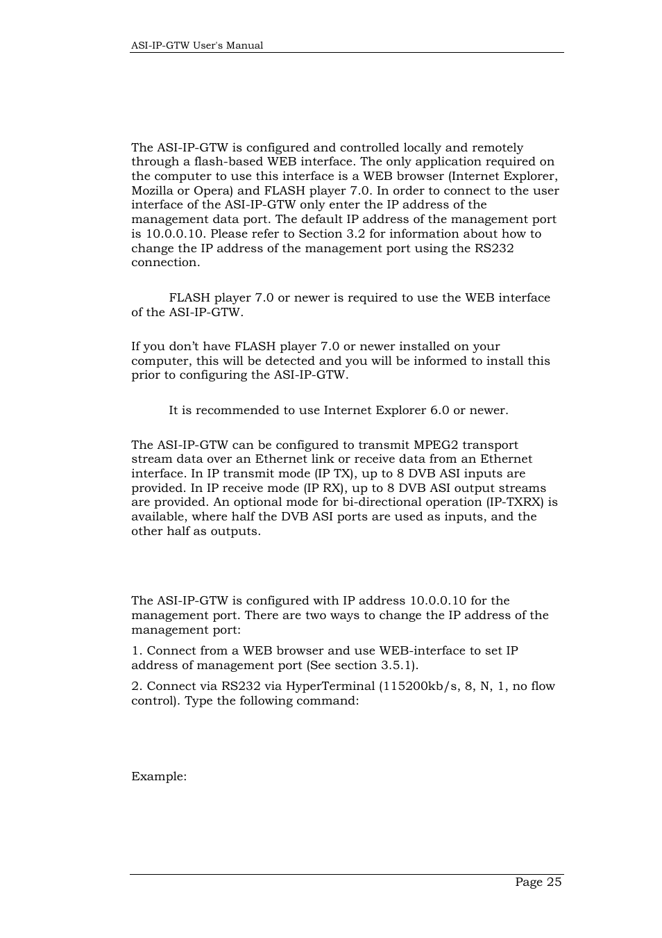 3 operating the equipment, 1 introduction, 2 changing the ip address of the unit | Operating the equipment, Introduction, Changing the ip address of the unit | Network Technologies DVB-ASI to IP User Manual | Page 25 / 93