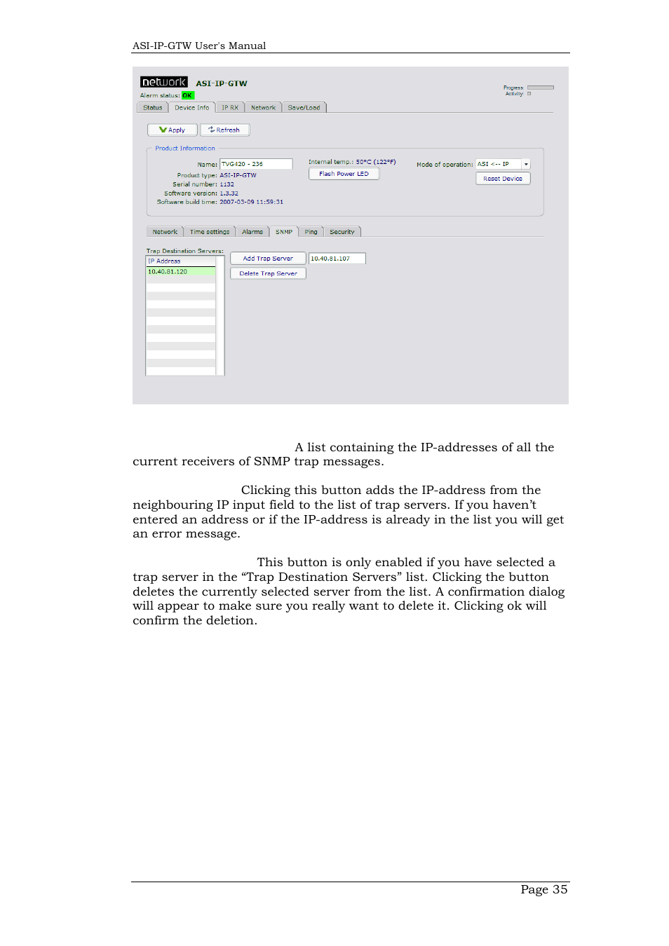 Network Technologies DVB-ASI to IP User Manual | Page 35 / 93