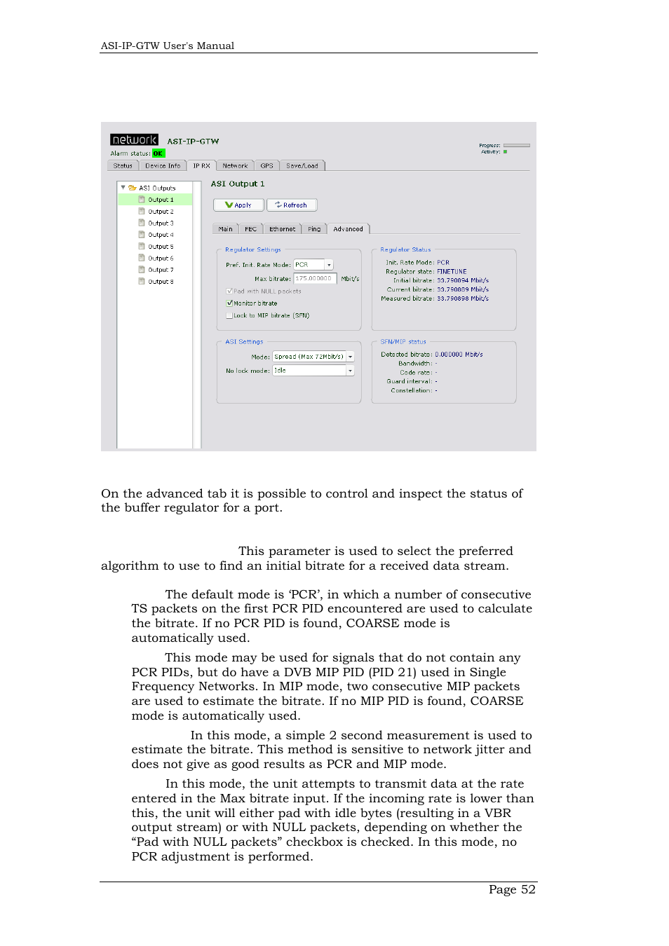 5 advanced tab, Advanced tab | Network Technologies DVB-ASI to IP User Manual | Page 52 / 93