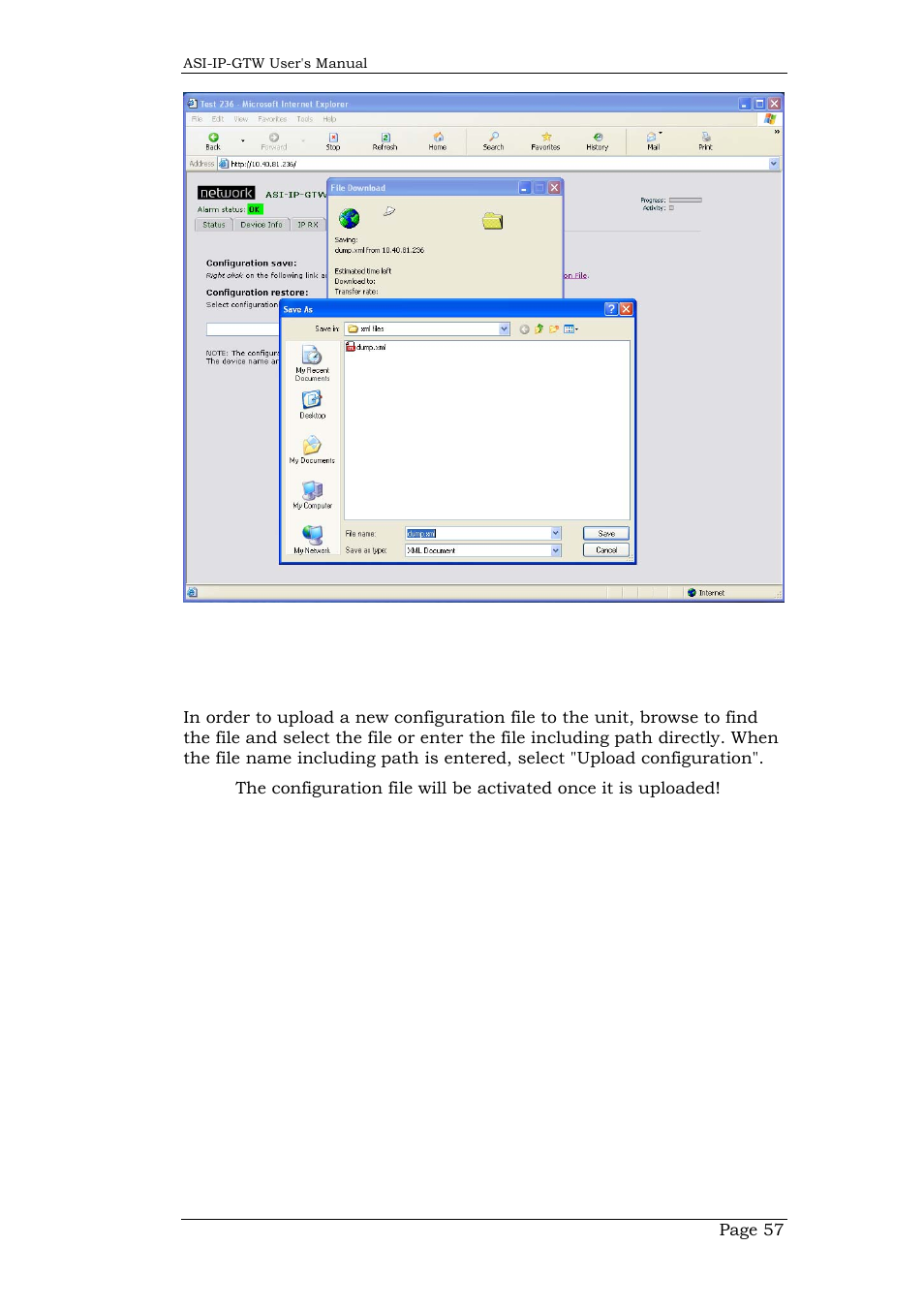 2 loading a configuration, Loading a configuration | Network Technologies DVB-ASI to IP User Manual | Page 57 / 93