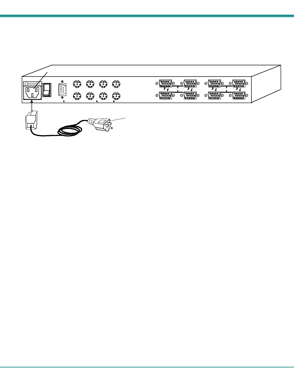 Power-up sequence, Rear view of nodemux in rackmux-v15-8unv, Nti rackmux kvm drawer with nodemux switch 6 | Power on any attached cpus. iec power cord, Iec connectxor | Network Technologies RACKMUX-V17-8UNV User Manual | Page 10 / 35