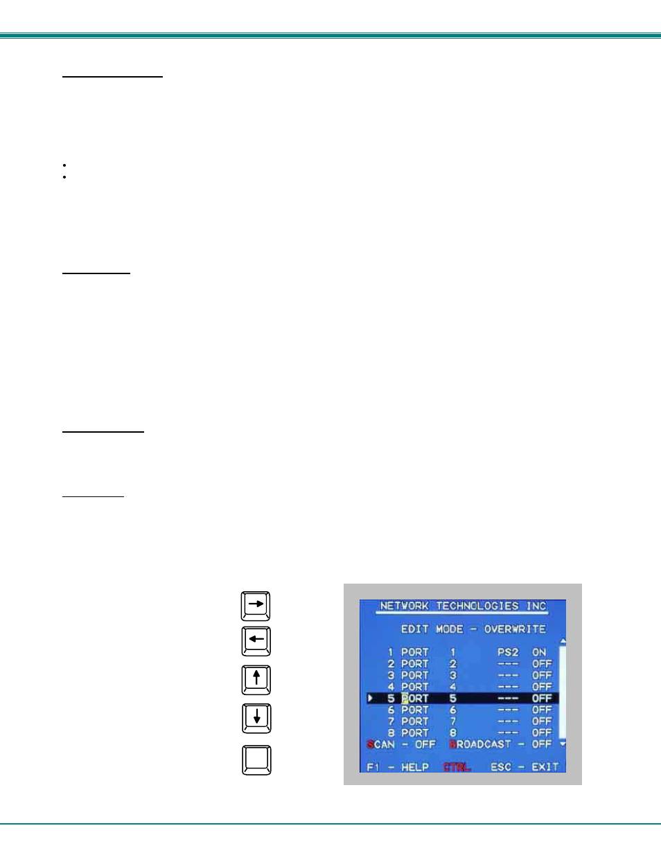 Broadcast mode, Scan mode, Normal mode | Edit mode | Network Technologies RACKMUX-V17-8UNV User Manual | Page 17 / 35