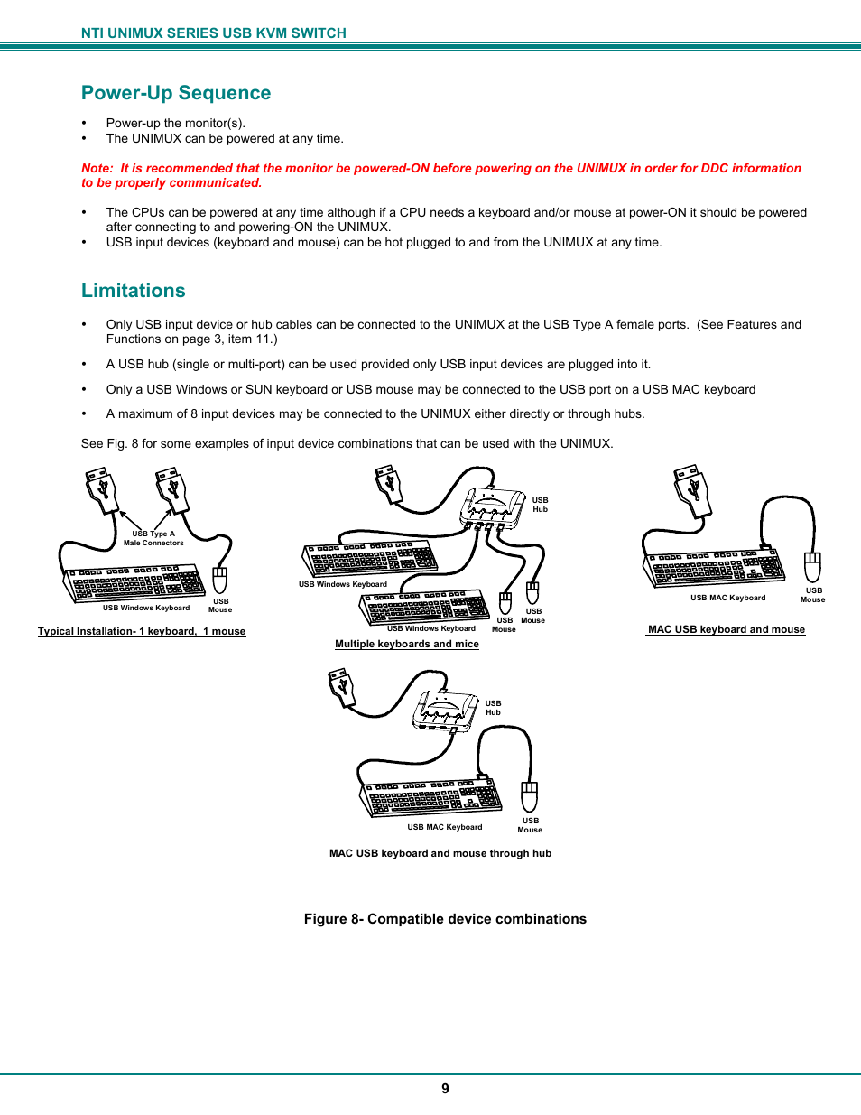 Power-up sequence, Limitations | Network Technologies UNIMUX-DVI-xHD User Manual | Page 12 / 23