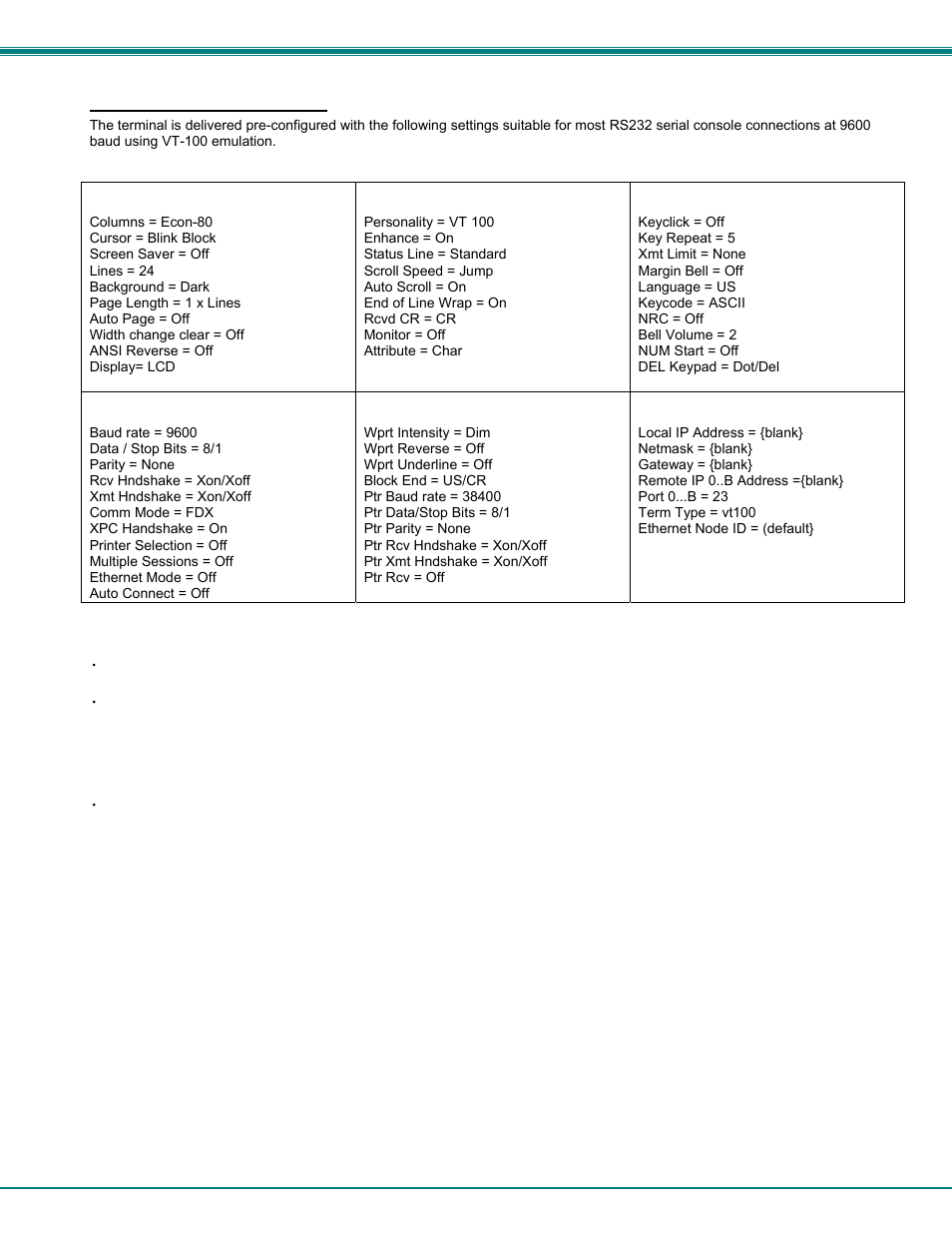 4 default configuration | Network Technologies RACKMUX-T15 User Manual | Page 12 / 55