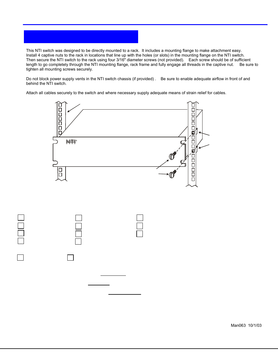 Rack mounting instructions | Network Technologies SM-nXm-AV-LCD User Manual | Page 19 / 19