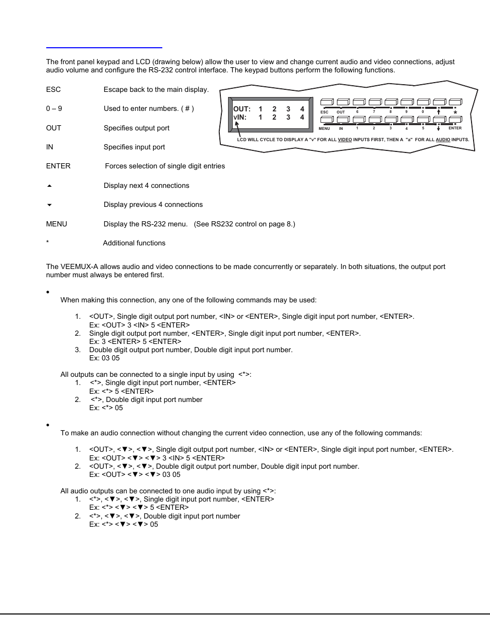 Front panel keypad control, Making connections | Network Technologies SM-nXm-AV-LCD User Manual | Page 9 / 19