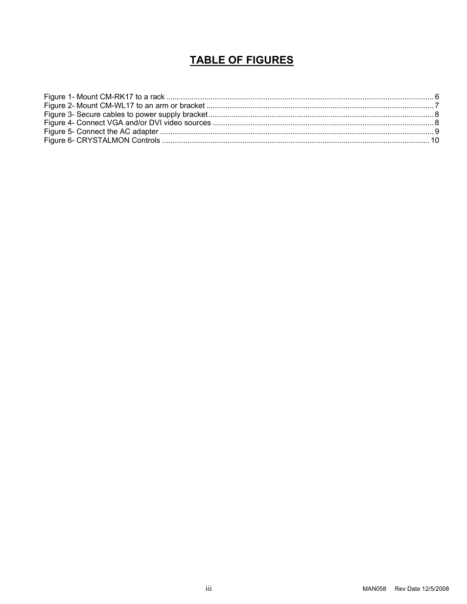 Table of figures | Network Technologies CRYSTALMON CM-WL17 User Manual | Page 4 / 20