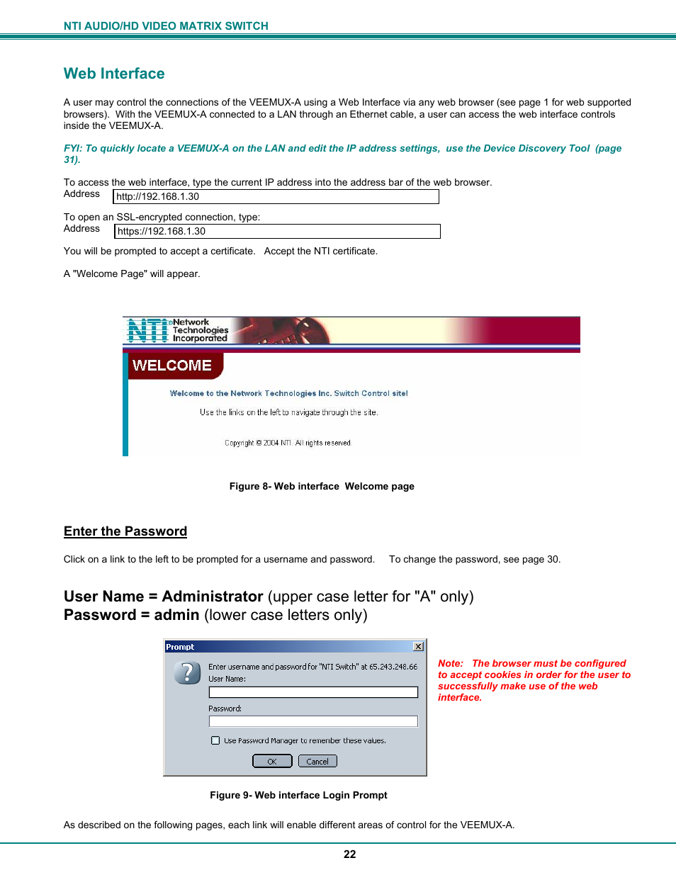 Web interface | Network Technologies SM-8X4-HDA User Manual | Page 26 / 47