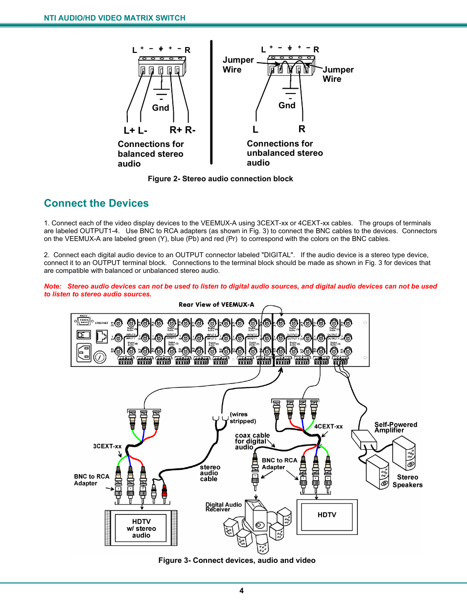 Connect the devices, L+ l- r+ r | Network Technologies SM-8X4-HDA User Manual | Page 8 / 47
